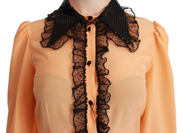 Dolce & Gabbana Women's Silk Blend Yellow Blouse with Sequined Collar