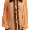 Dolce & Gabbana Women's Silk Blend Yellow Blouse with Sequined Collar