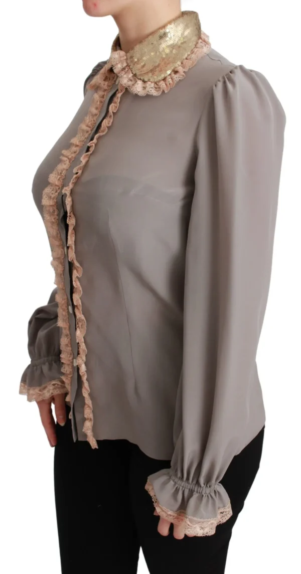 Dolce & Gabbana Women's Elegant Silk Blend Sequin Collar Shirt