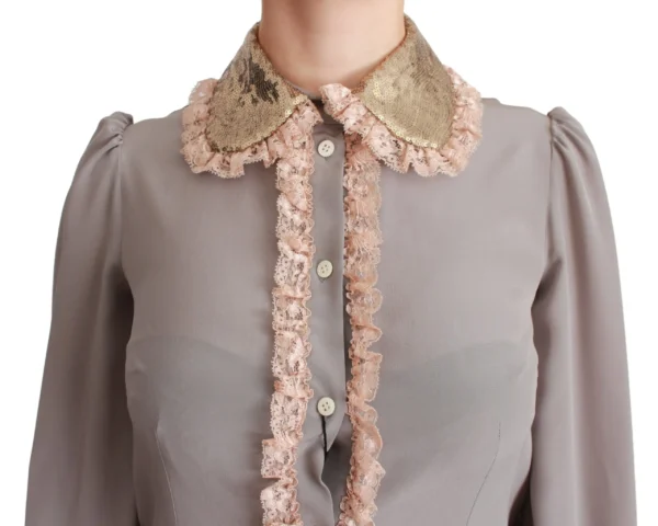 Dolce & Gabbana Women's Elegant Silk Blend Sequin Collar Shirt