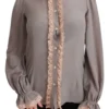 Dolce & Gabbana Women's Elegant Silk Blend Sequin Collar Shirt