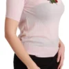 Dolce & Gabbana Women's Cashmere Floral Embroidered Short Sleeve Top