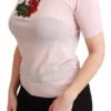 Dolce & Gabbana Women's Cashmere Floral Embroidered Short Sleeve Top