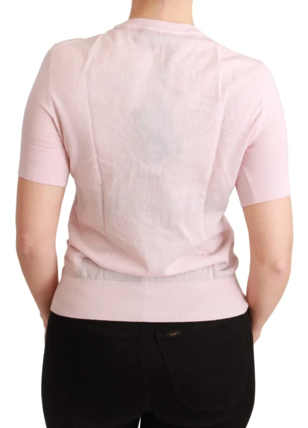 Dolce & Gabbana Women's Cashmere Floral Embroidered Short Sleeve Top