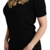 Dolce & Gabbana Women's Elegant Cashmere Sweater with Gold Lace Embroidery
