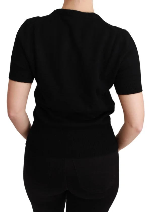 Dolce & Gabbana Women's Elegant Cashmere Sweater with Gold Lace Embroidery