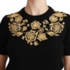 Dolce & Gabbana Women's Elegant Cashmere Sweater with Gold Lace Embroidery