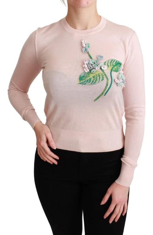 Dolce & Gabbana Women's Silk Blend Floral Embroidered Sweater