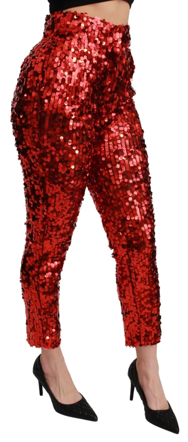 Dolce & Gabbana Women's Elegant High-Waist Cropped Red Trousers