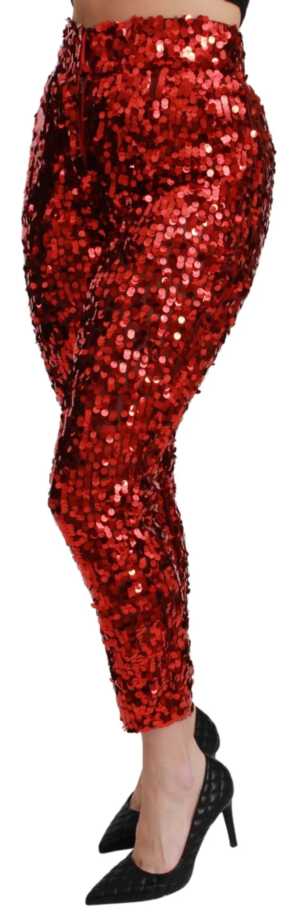 Dolce & Gabbana Women's Elegant High-Waist Cropped Red Trousers