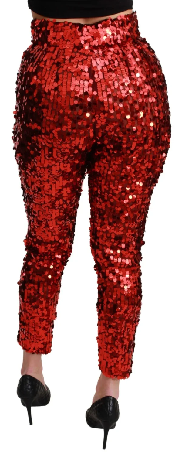 Dolce & Gabbana Women's Elegant High-Waist Cropped Red Trousers