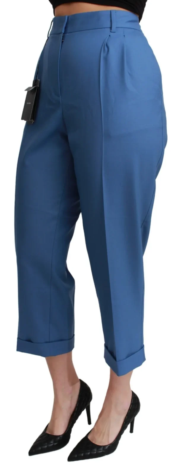 Dolce & Gabbana Women's Elegant Pleated Wool Cuffed Trousers