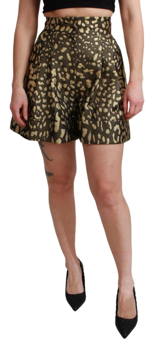 Dolce & Gabbana Women's High Waist Black & Gold Luxe Shorts