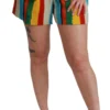 Dolce & Gabbana Women's Multicolor Striped High-Waist Shorts