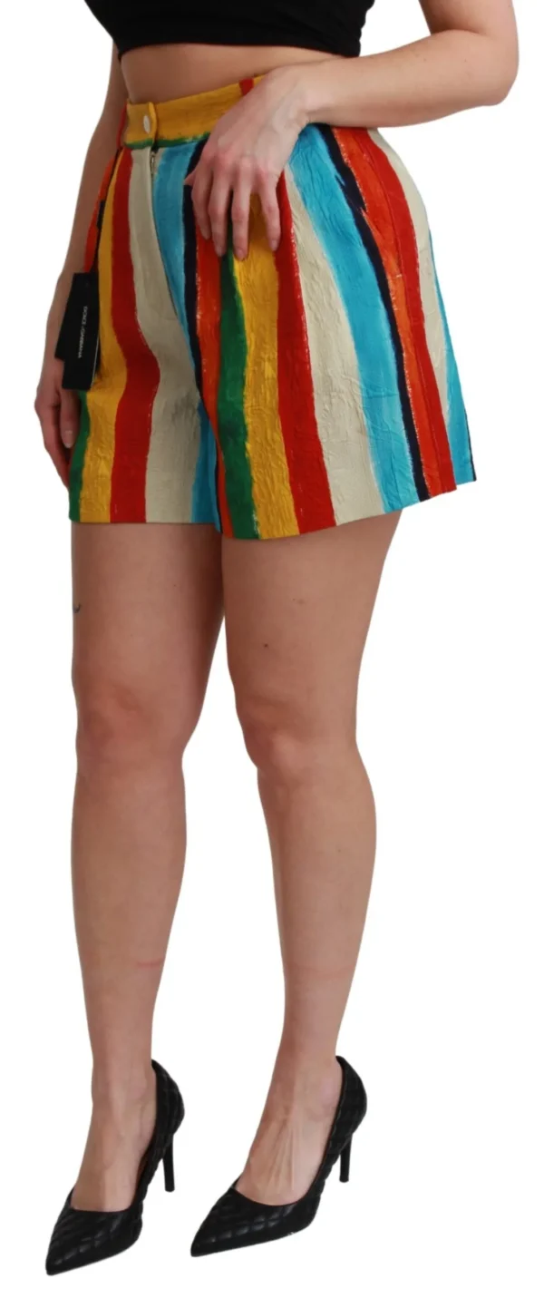 Dolce & Gabbana Women's Multicolor Striped High-Waist Shorts