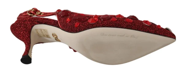 Dolce & Gabbana Women's Radiant Red Slingback Pumps with Crystal Motifs