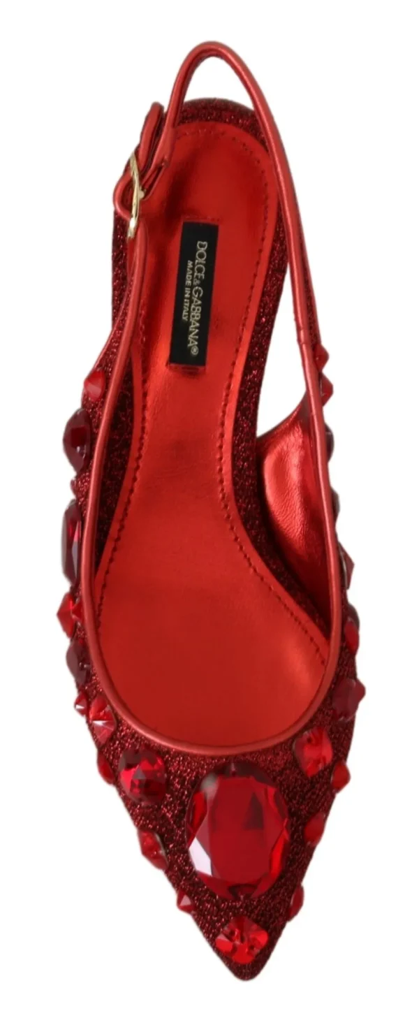 Dolce & Gabbana Women's Radiant Red Slingback Pumps with Crystal Motifs
