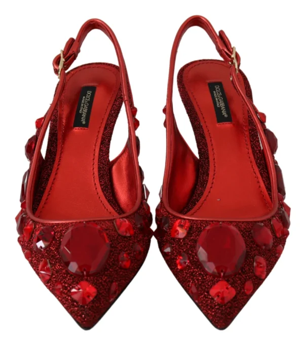 Dolce & Gabbana Women's Radiant Red Slingback Pumps with Crystal Motifs