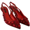 Dolce & Gabbana Women's Radiant Red Slingback Pumps with Crystal Motifs