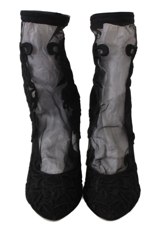 Dolce & Gabbana Women's Embroidered Floral Stiletto Socks Booties