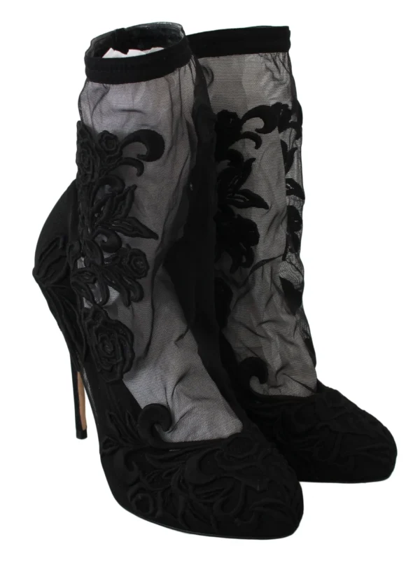 Dolce & Gabbana Women's Embroidered Floral Stiletto Socks Booties