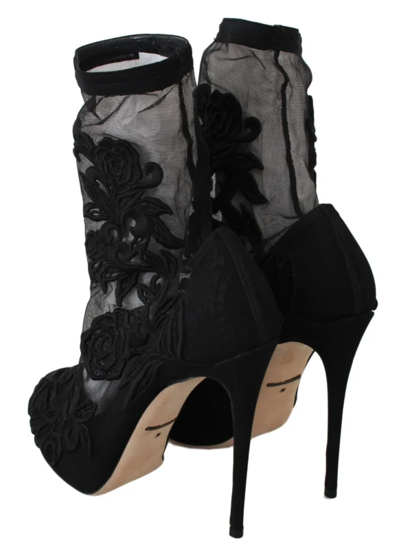 Dolce & Gabbana Women's Embroidered Floral Stiletto Socks Booties