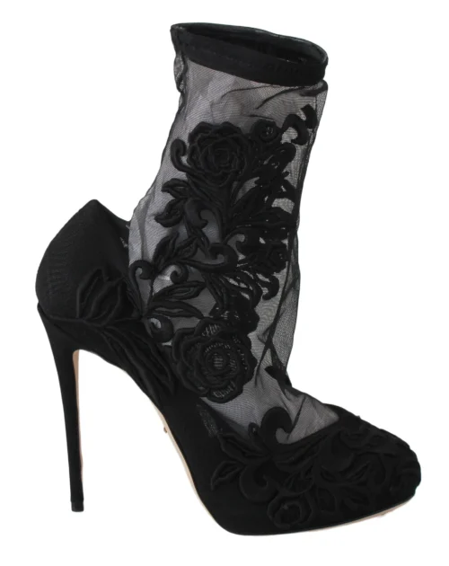 Dolce & Gabbana Women's Embroidered Floral Stiletto Socks Booties