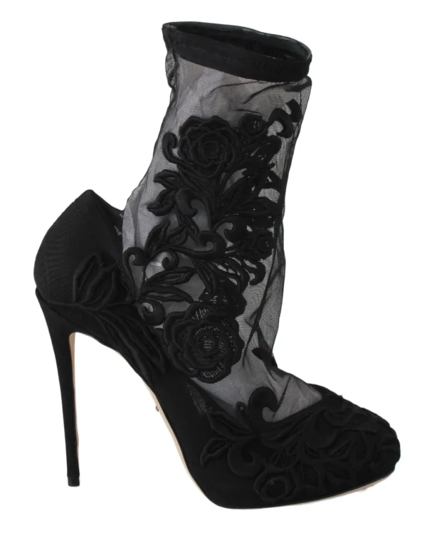 Dolce & Gabbana Women's Embroidered Floral Stiletto Socks Booties