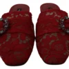 Dolce & Gabbana Women's Radiant Red Slide Flats with Crystal Embellishments