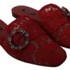 Dolce & Gabbana Women's Radiant Red Slide Flats with Crystal Embellishments