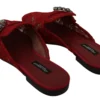 Dolce & Gabbana Women's Radiant Red Slide Flats with Crystal Embellishments
