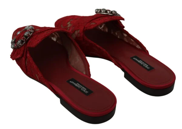Dolce & Gabbana Women's Radiant Red Slide Flats with Crystal Embellishments