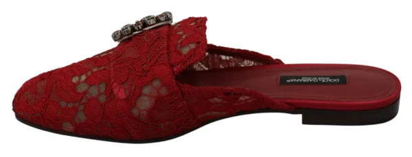 Dolce & Gabbana Women's Radiant Red Slide Flats with Crystal Embellishments