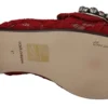 Dolce & Gabbana Women's Radiant Red Slide Flats with Crystal Embellishments