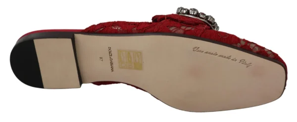 Dolce & Gabbana Women's Radiant Red Slide Flats with Crystal Embellishments