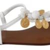 Dolce & Gabbana Women's Pom Pom Flip Flop Ankle Strap Flats