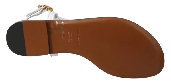 Dolce & Gabbana Women's Pom Pom Flip Flop Ankle Strap Flats