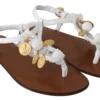 Dolce & Gabbana Women's Pom Pom Flip Flop Ankle Strap Flats