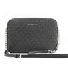Michael Kors Women's Jet Set Large East West Saffiano Leather Crossbody Bag Handbag [Black Signature]