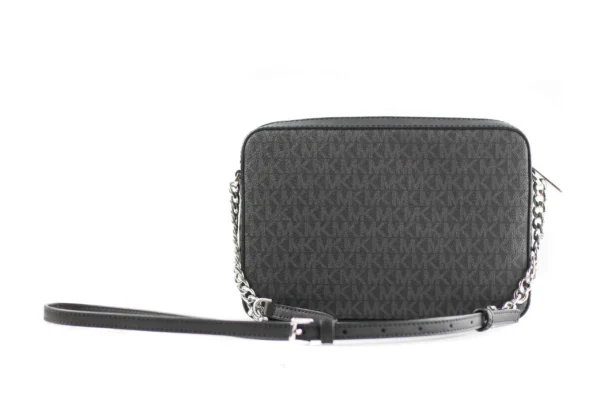 Michael Kors Women's Jet Set Large East West Saffiano Leather Crossbody Bag Handbag [Black Signature]