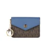 Michael Kors Women's Kala Small Signature Leather Flap Key Ring Card Case (Dark Chambray)