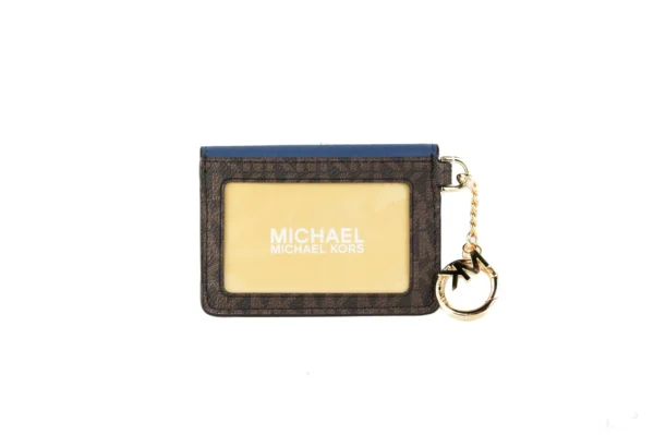 Michael Kors Women's Kala Small Signature Leather Flap Key Ring Card Case (Dark Chambray)