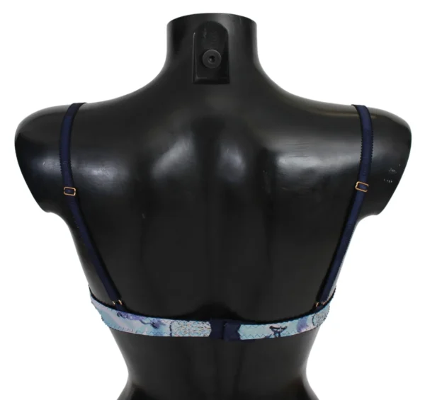 Roberto Cavalli Women's Elegant Push-Up Bra in Blue Print
