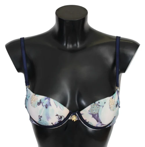 Roberto Cavalli Women's Elegant Push-Up Bra in Blue Print