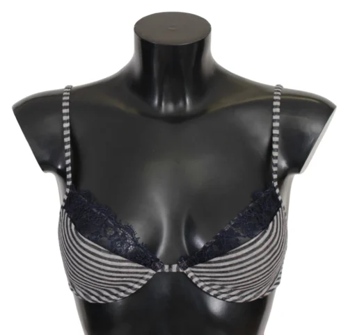 Ermanno Scervino Women's Blue Stripes Lace Reggiseno Bra