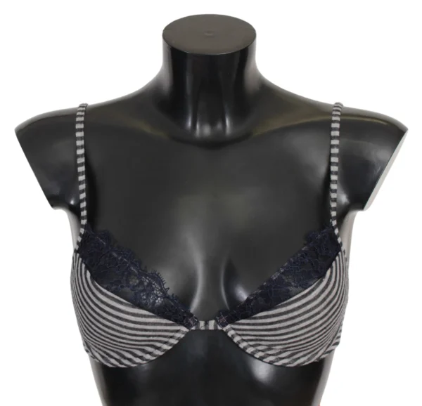 Ermanno Scervino Women's Blue Stripes Lace Reggiseno Bra
