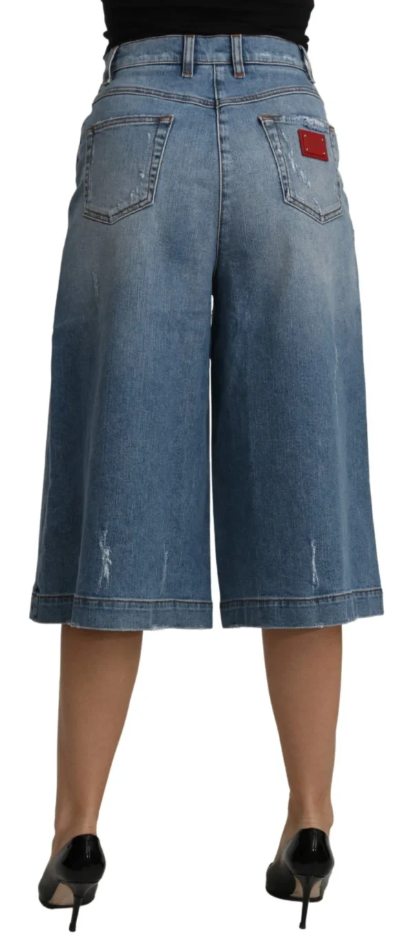 Dolce & Gabbana Women's Elegant Wide Leg Cropped Denim Trousers