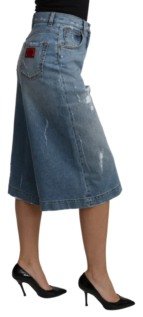 Dolce & Gabbana Women's Elegant Wide Leg Cropped Denim Trousers