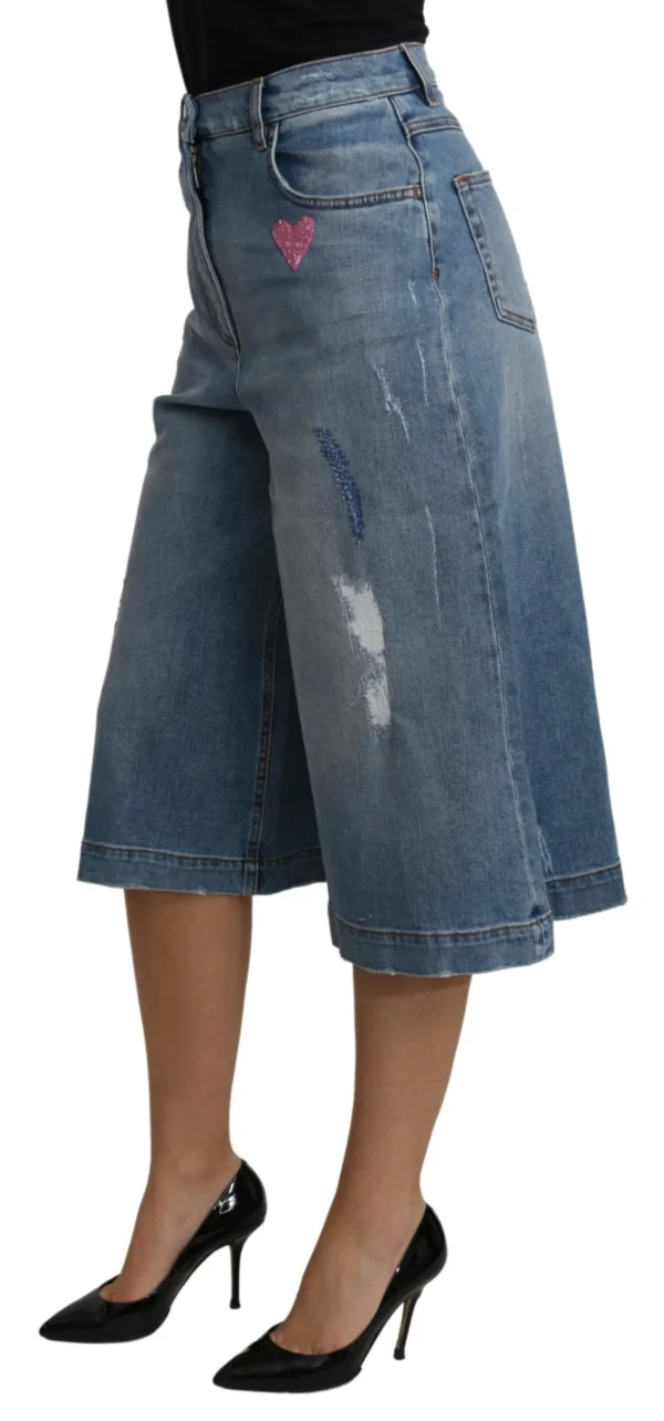 Dolce & Gabbana Women's Elegant Wide Leg Cropped Denim Trousers