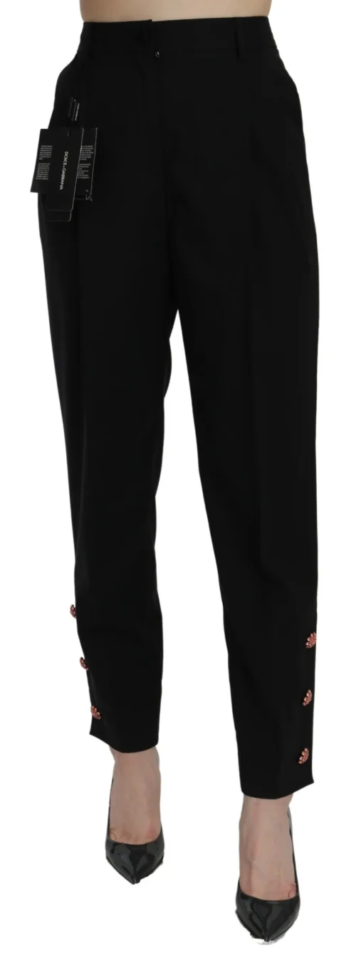 Dolce & Gabbana Women's Tapered High Waist Crystal Embellished Trousers